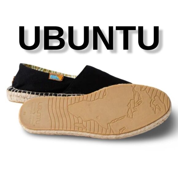 UBUNTU Classic Black Afridrilles Women’s Slip-ons w/Drawstring Bag Size 7
